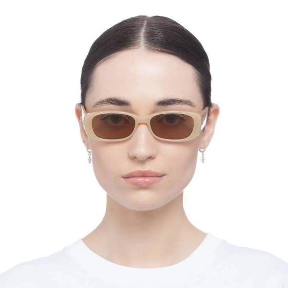 NEW LE SPECS unreal rectangle sunglasses in latte - Picture 1 of 5